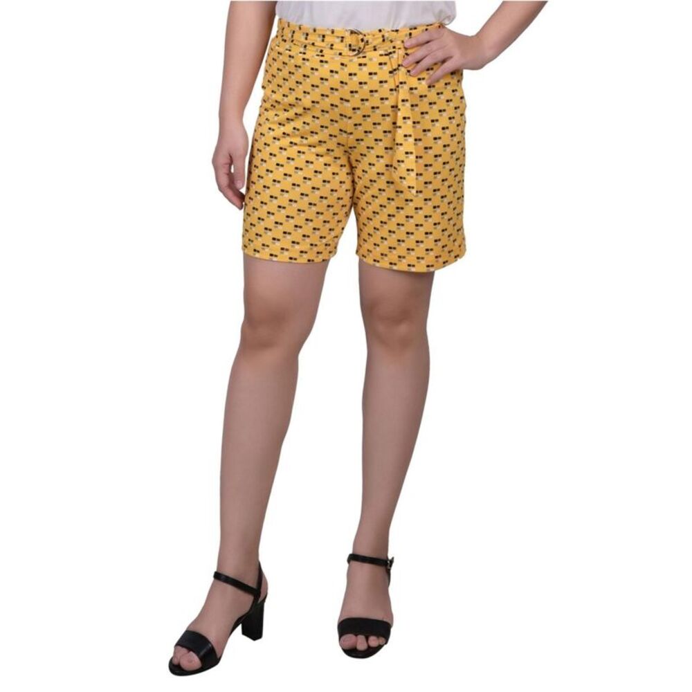 NY Collection Womens Petite Belted Striped Casual Walking Shorts, NWT